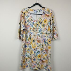 RipSkirt Hawaii Dress Womens 2XL Floral Mini 3/4 Sleeve